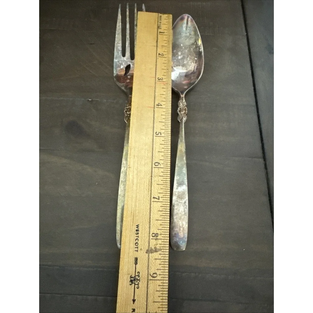 Ekco Inverness Silverplate  Art Deco Mid Century  Serving Spoon Fork Ladle-3 Pcs